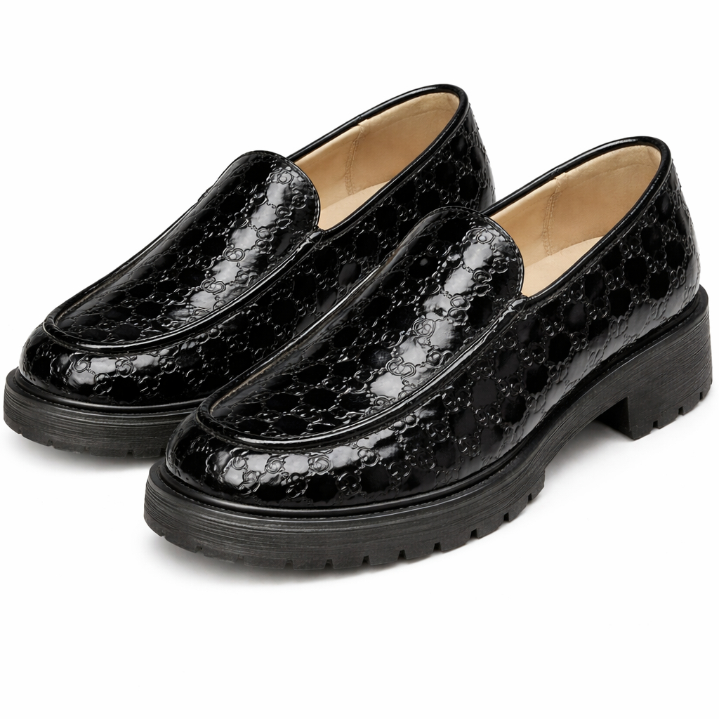 Imperial Noir Embossed Patent Loafer